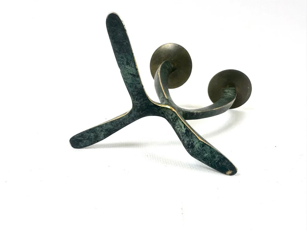 Modernist bronze candleholder, Austria, 1960s