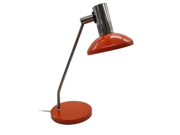 Czerwona lampa stołowa, prod. Aka Leuchten, Niemcy, lata 70
