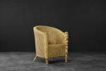 Fotel rattanowy Barrel Chair w stylu Boho, Włochy, lata 70
