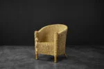Fotel rattanowy Barrel Chair w stylu Boho, Włochy, lata 70