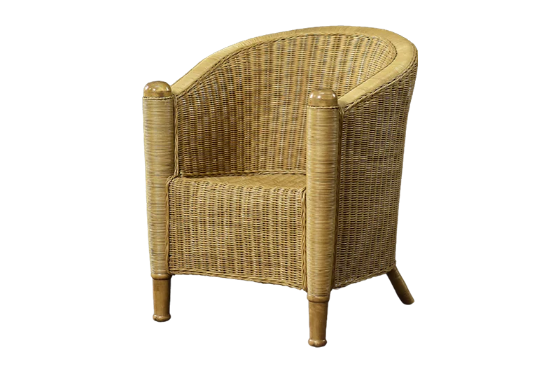 Fotel rattanowy Barrel Chair w stylu Boho, Włochy, lata 70