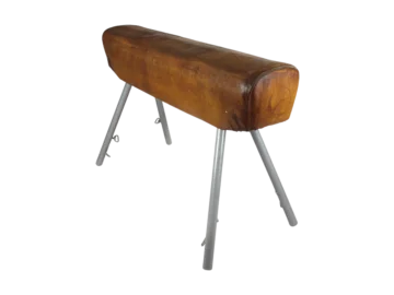 Skórzany koń gimnastyczny vintage, PRL, lata 60
