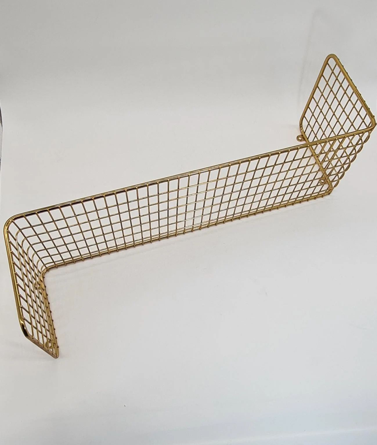 Gold wire-mesh wall shelf, 1970s