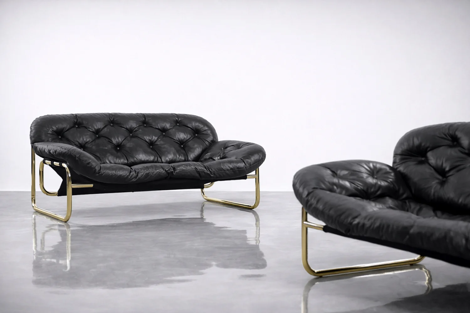 Vintage leather sofa, designed by John-Bertil Häggström for Swed-Form, Sweden, 1970s