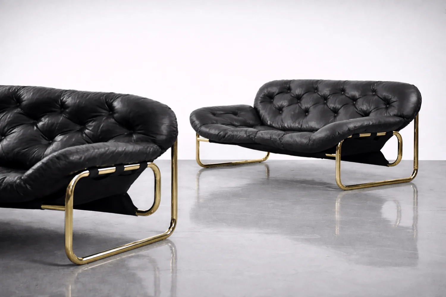 Vintage leather sofa, designed by John-Bertil Häggström for Swed-Form, Sweden, 1970s