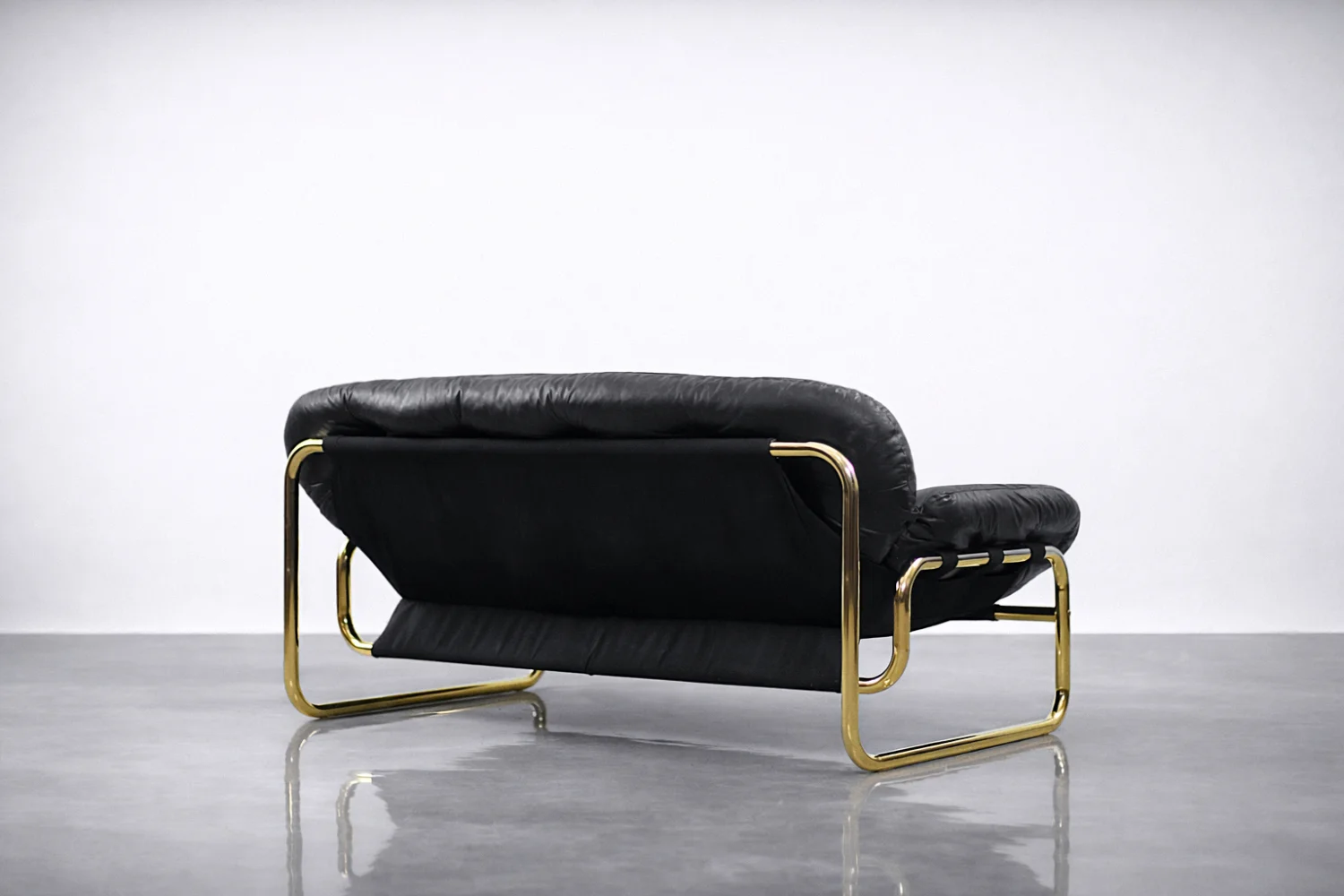 Vintage leather sofa, designed by John-Bertil Häggström for Swed-Form, Sweden, 1970s