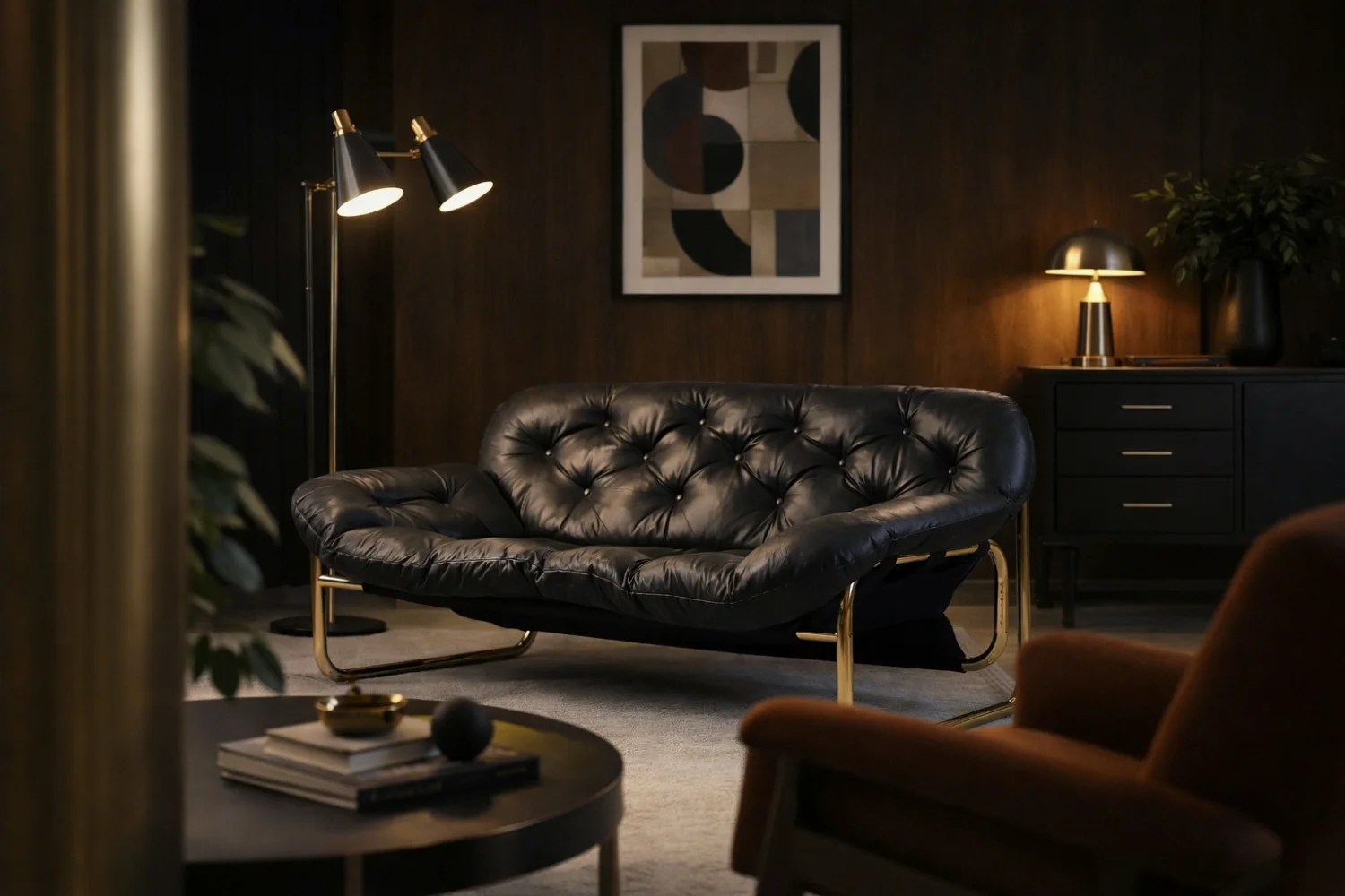 Vintage leather sofa, designed by John-Bertil Häggström for Swed-Form, Sweden, 1970s