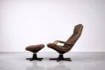 Leather armchair with footstool, Berg Furniture, Denmark, 1970s