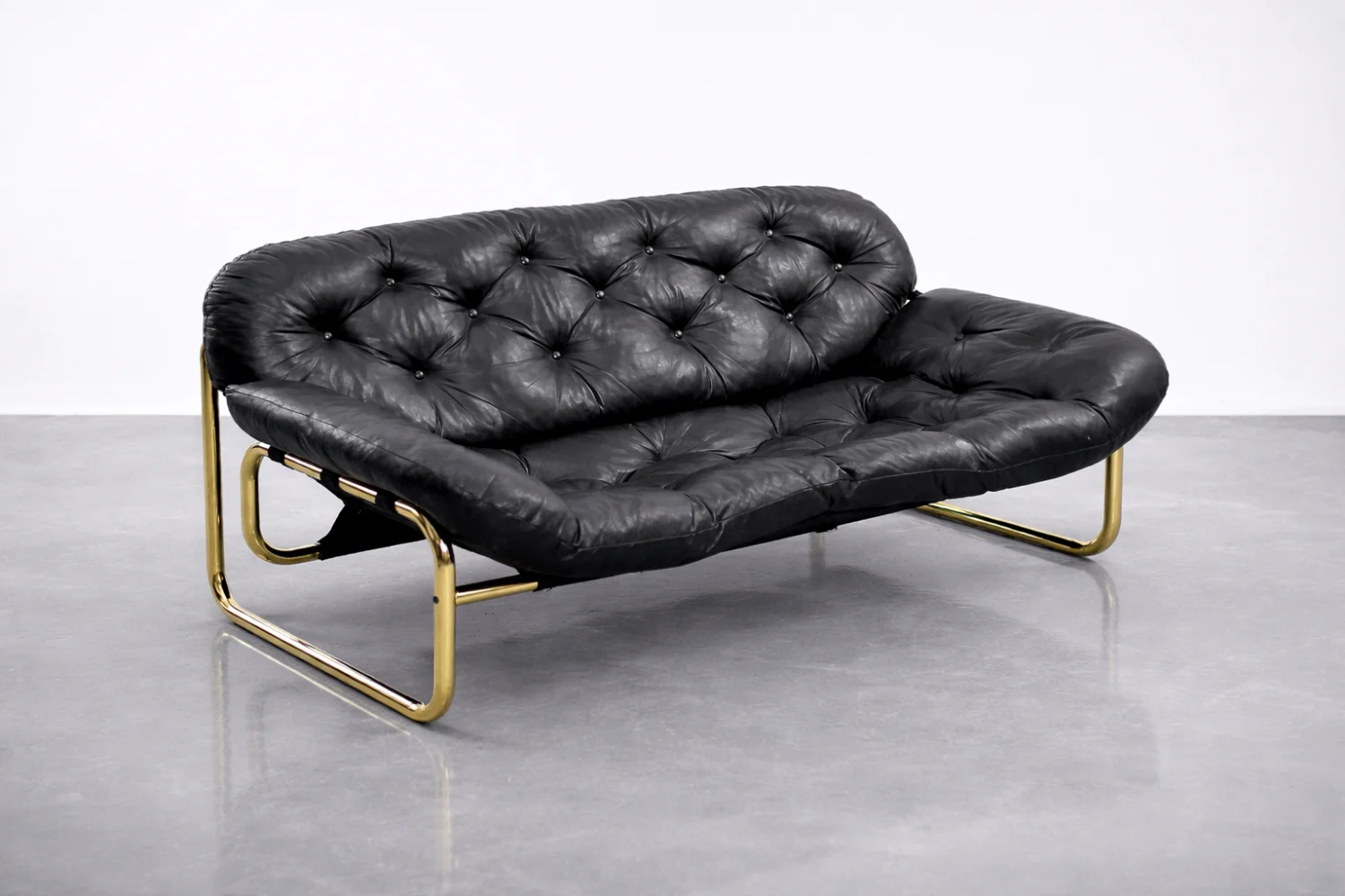 Vintage leather sofa, designed by John-Bertil Häggström for Swed-Form, Sweden, 1970s