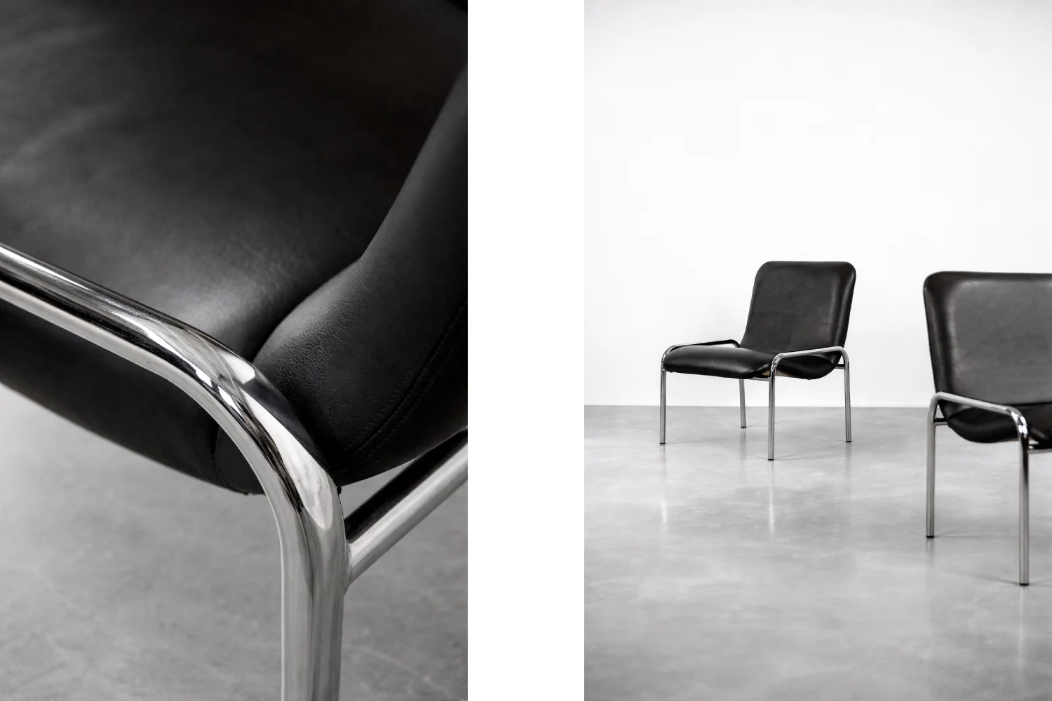 Pair of minimalist armchairs, Thonet, Germany, 1970s
