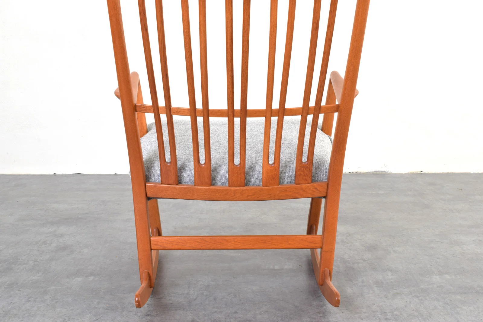 Vintage rocking chair designed by Hans Wegner, manufactured by A/S Mikael Laursen, Denmark, 1950s