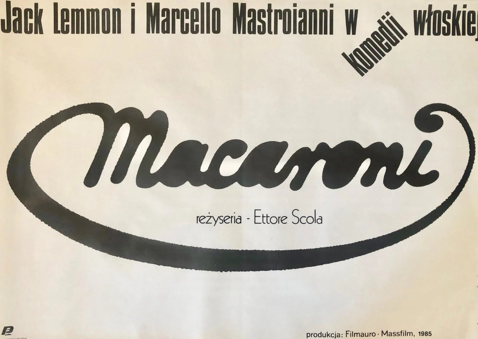 Film poster “Macaroni”, designed by Mieczysław Wasilewski, PRL, 1987