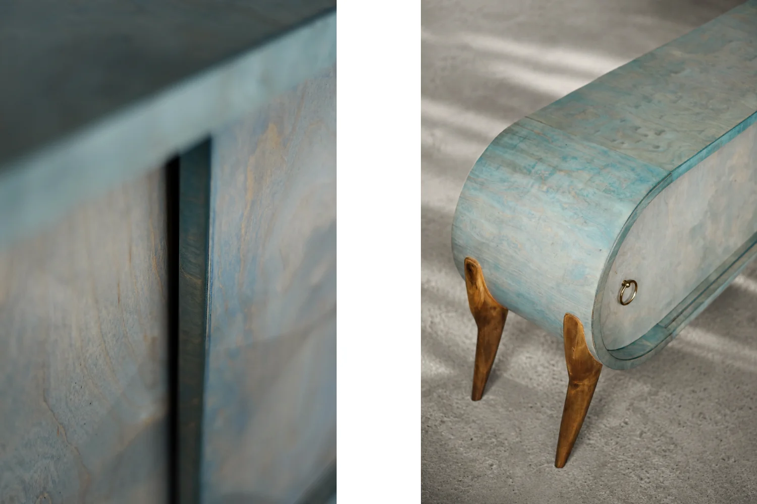 Zaokrąglony turkusowy sideboard, Włochy, lata 60