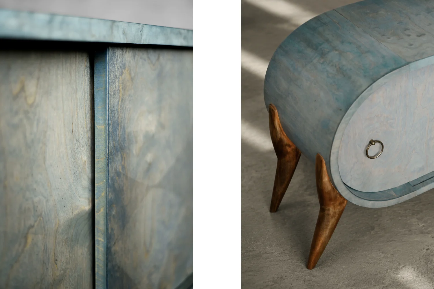 Zaokrąglony turkusowy sideboard, Włochy, lata 60