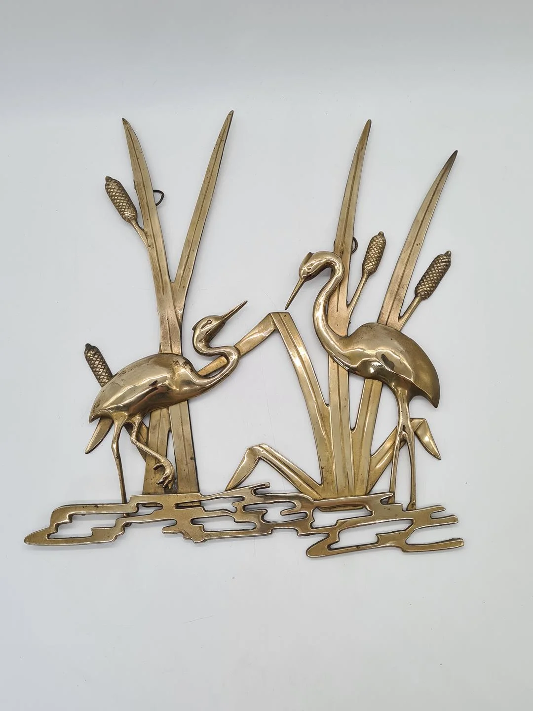 Brass wall decoration “Herons in the Reeds”, Germany, 1970s