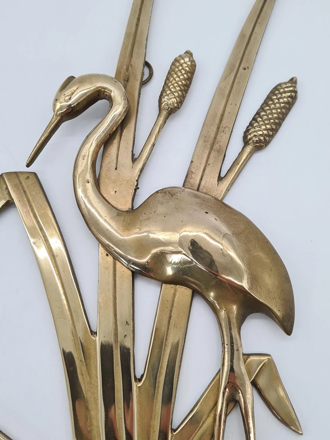 Brass wall decoration “Herons in the Reeds”, Germany, 1970s