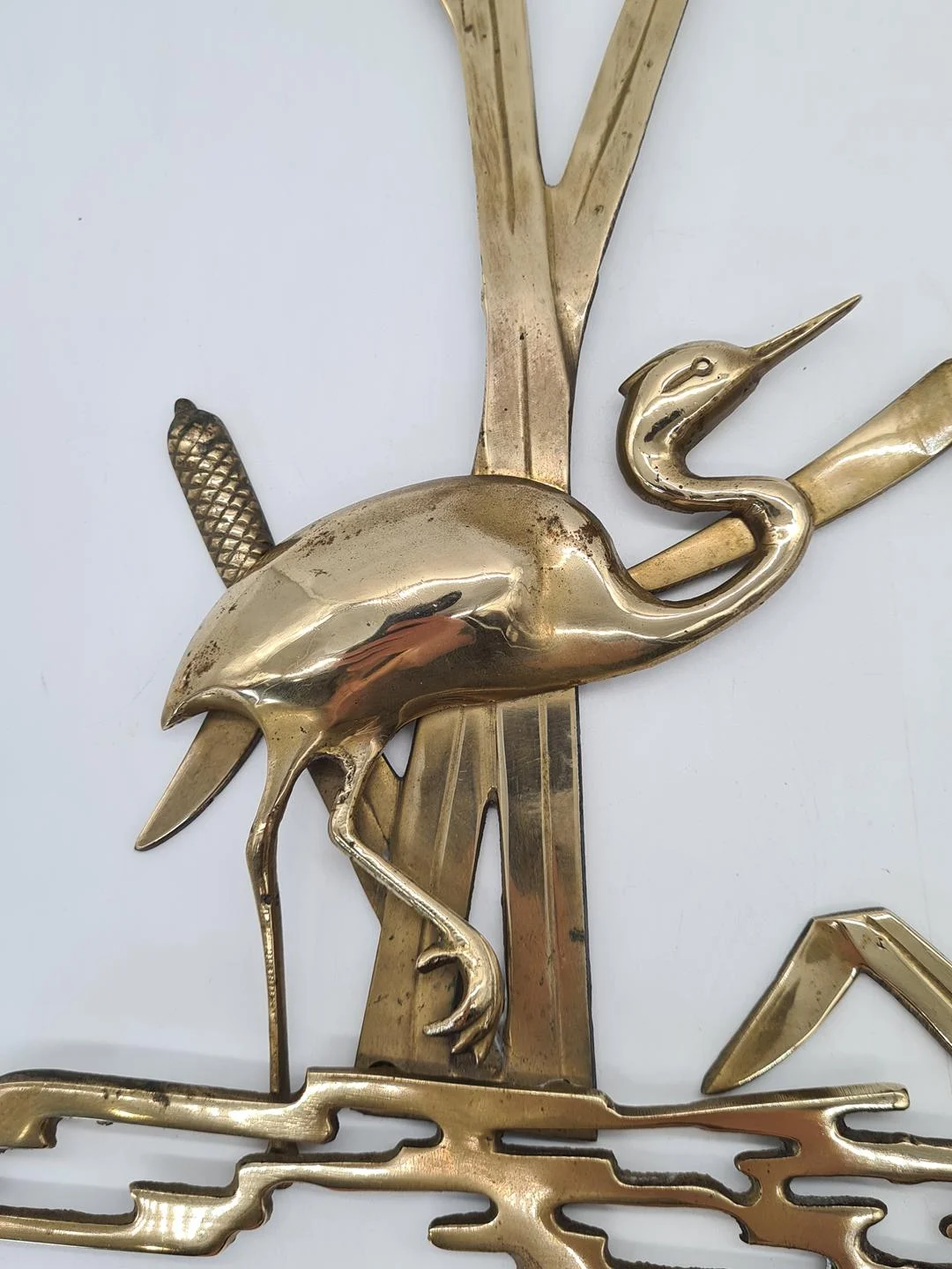 Brass wall decoration “Herons in the Reeds”, Germany, 1970s