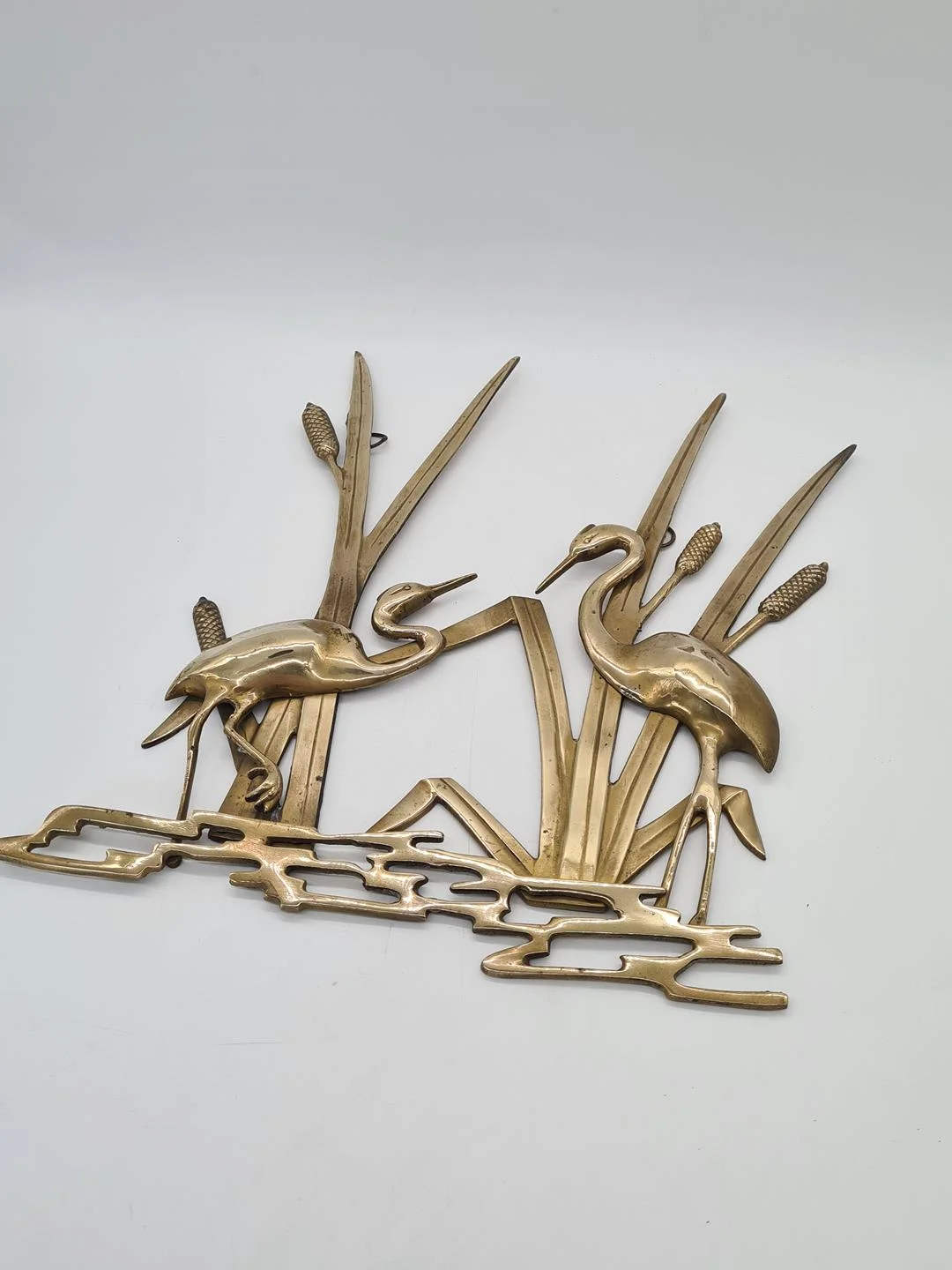 Brass wall decoration “Herons in the Reeds”, Germany, 1970s