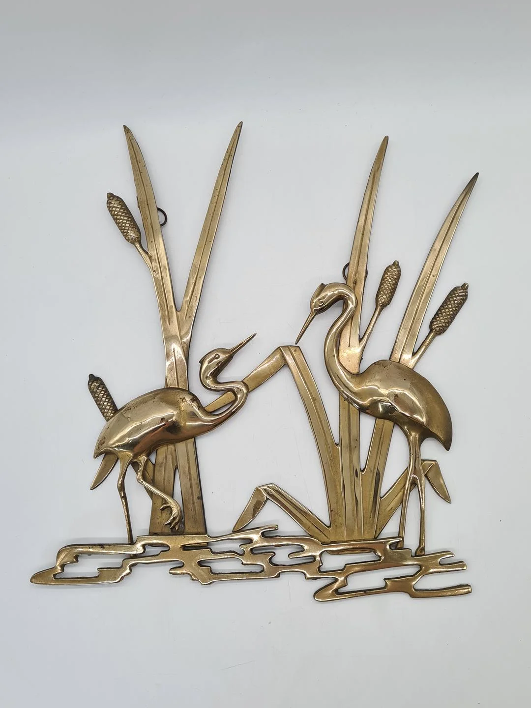 Brass wall decoration “Herons in the Reeds”, Germany, 1970s