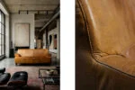 Vintage leather three-seater sofa, 1960s