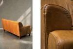 Vintage leather three-seater sofa, 1960s
