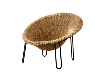 Sferyczny fotel rattanowy Bowl Chair w stylu Boho, Włochy, lata 50