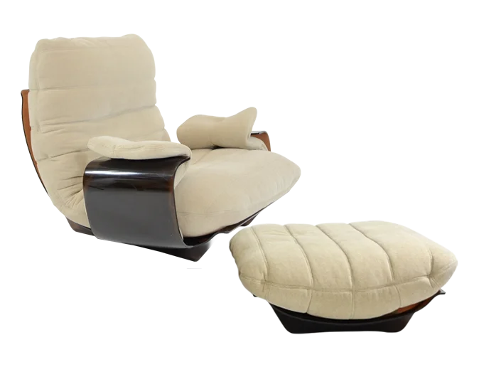 Fotel i podnóżek Marsala proj. Michel Ducaroy dla Ligne Roset, Francja, lata 70