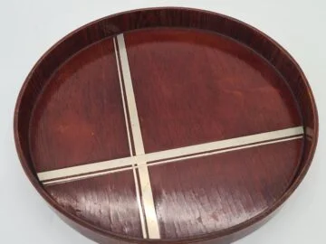 Round Art Deco Veneer Tray, 1930s