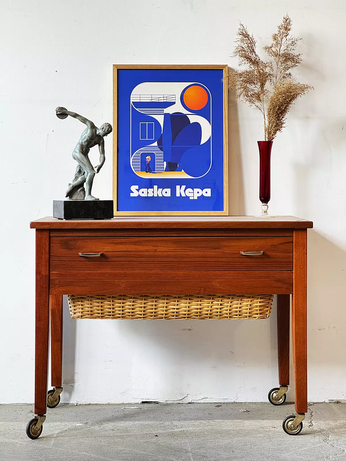 Mobile sewing table/sewing cabinet, Denmark, 1960s
