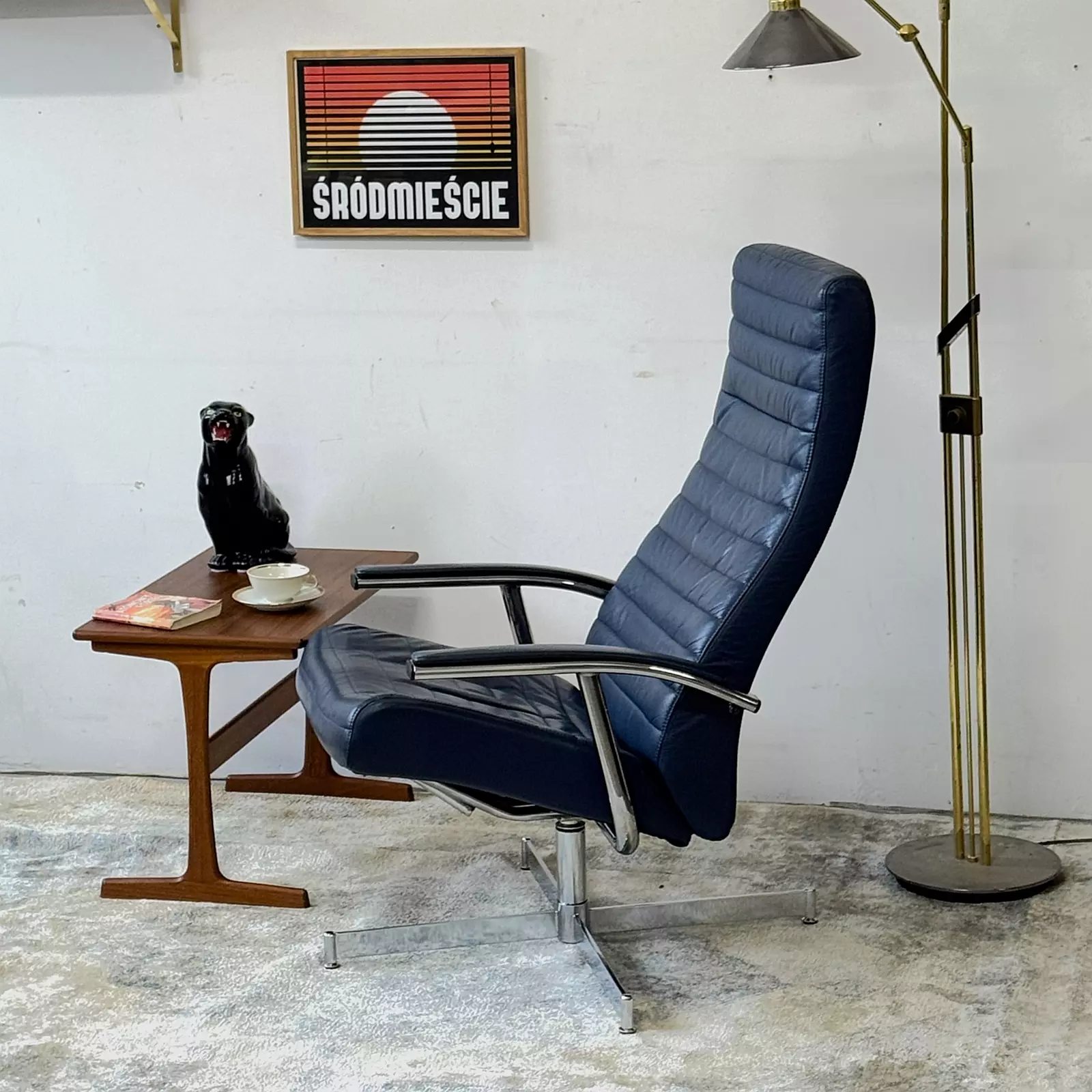 Vintage reclining swivel armchair, Bolia, Denmark, 1970s